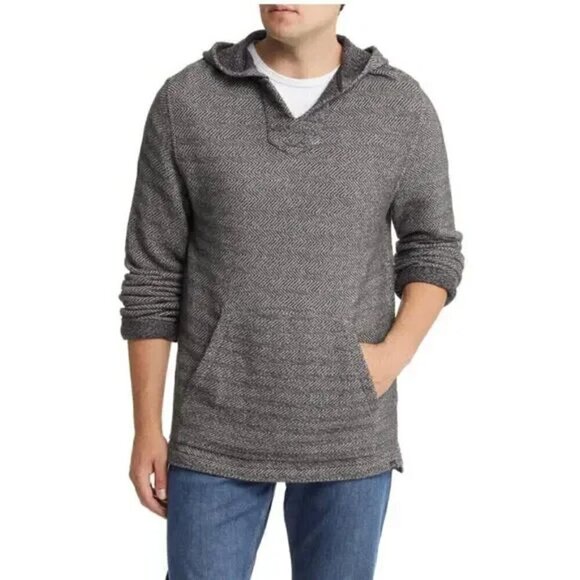 Faherty Mens Hoodie XL Herringbone French Terry Beach Sweatshirt Granite Grey - Picture 1 of 5